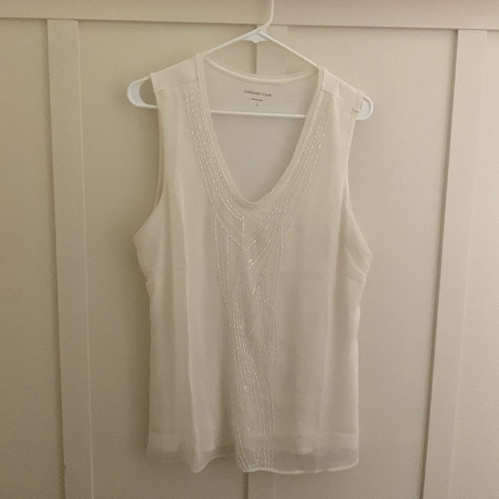 Coldwater Creek Beaded Ivory Tank